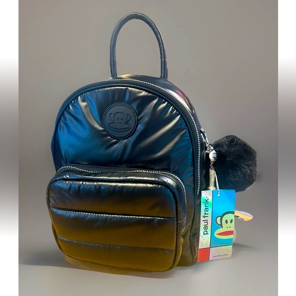 PAUL FRANK Like Dreams Mini Julius Puffer Nylon School Travel Backpack Black - Picture 1 of 9